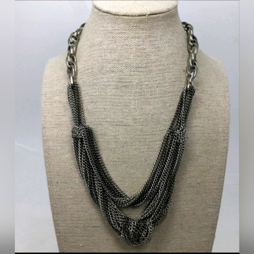 BCBGeneration Silvertone Knot Chain Necklace 16"